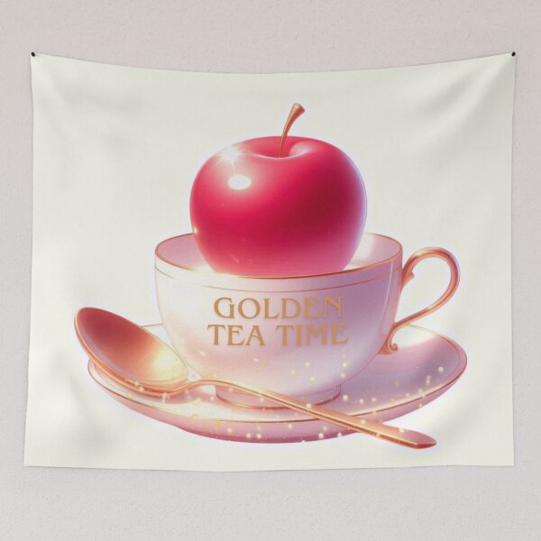 Item preview, Golden Tea Time with Apple – Soft Anime-Inspired Illustration designed and sold by Sugar Wisdom .