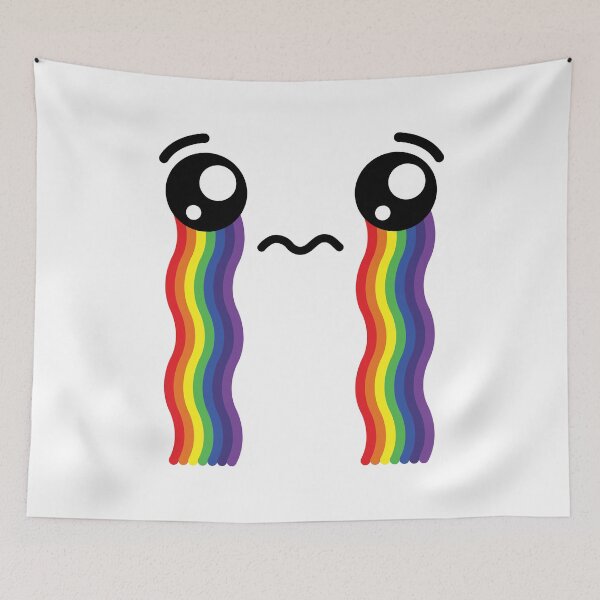 Item preview, Cute kawaii crying rainbow face designed and sold by BlushyPrint.