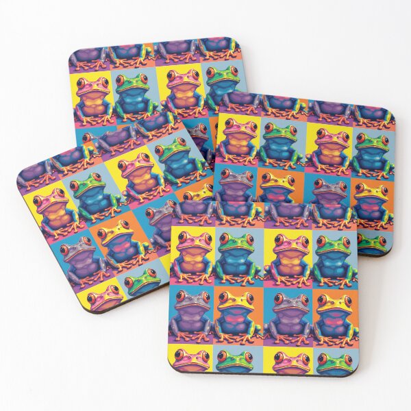 Item preview, Pop Art Frog Quartet – Vibrant Retro Animal Wall Art designed and sold by DavisDesigns79.