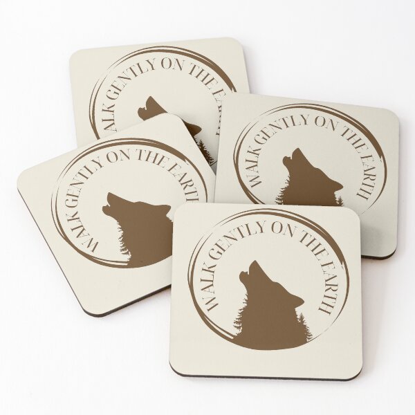 Item preview,  Walk Gently on the Earth – Minimal Boho Wolf Nature Design designed and sold by CreationbyNiki.