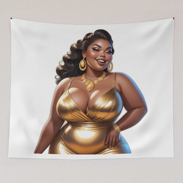 Item preview, Golden Curvy Queen – Glamorous Afro Beauty designed and sold by Lulunza.