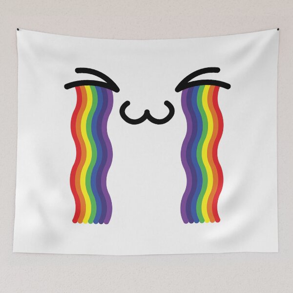 Item preview, Cute kawaii uwu crying rainbow face designed and sold by BlushyPrint.