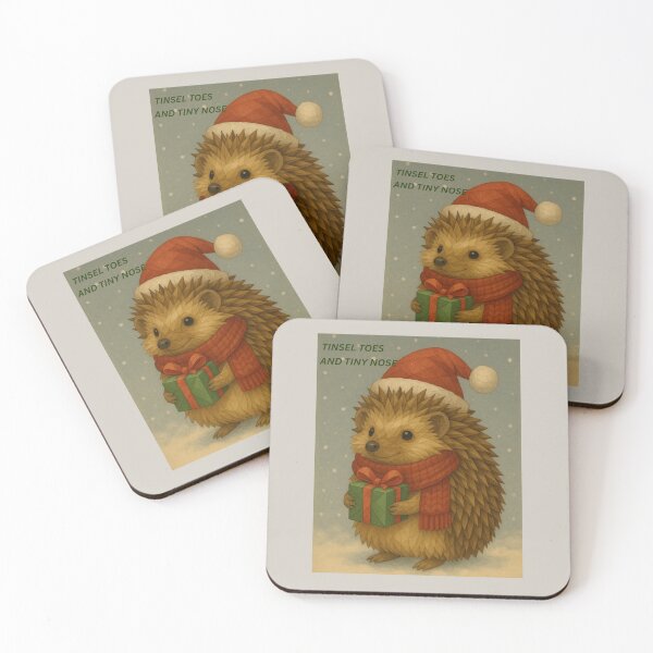 Item preview,  Tinsel Toes and Tiny Nose – Christmas Hedgehog in Scarf and Santa Hat designed and sold by GeoWild Designs.