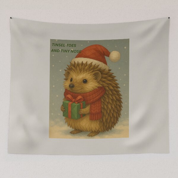 Item preview,  Tinsel Toes and Tiny Nose – Christmas Hedgehog in Scarf and Santa Hat designed and sold by GeoWild Designs.