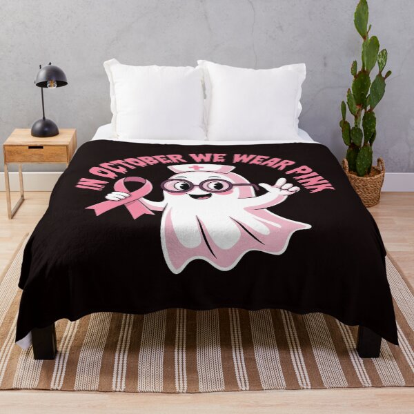 Item preview, In October We Wear Pink Nurse Ghost Halloween 2025 designed and sold by Redgiant87x.
