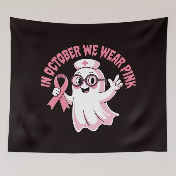 Item preview, In October We Wear Pink Nurse Ghost Halloween 2025 designed and sold by Redgiant87x.