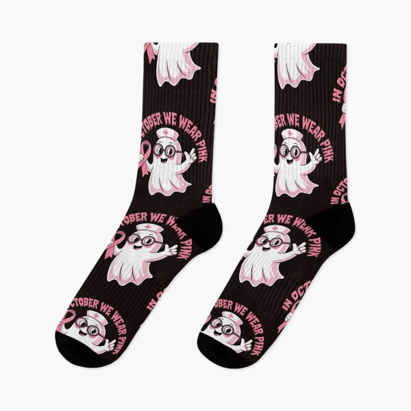 Item preview, In October We Wear Pink Nurse Ghost Halloween 2025 designed and sold by Redgiant87x.