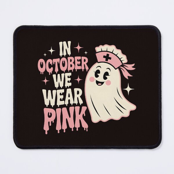 Item preview, In October We Wear Pink Nurse Ghost Halloween 2025 designed and sold by Redgiant87x.