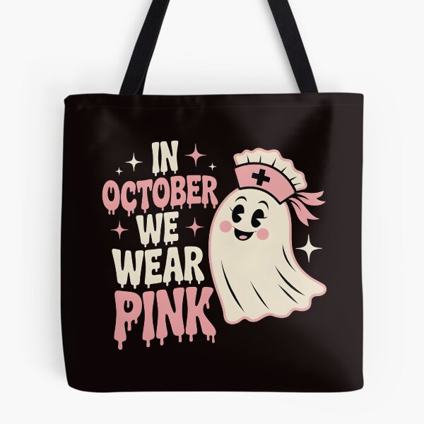 Item preview, In October We Wear Pink Nurse Ghost Halloween 2025 designed and sold by Redgiant87x.