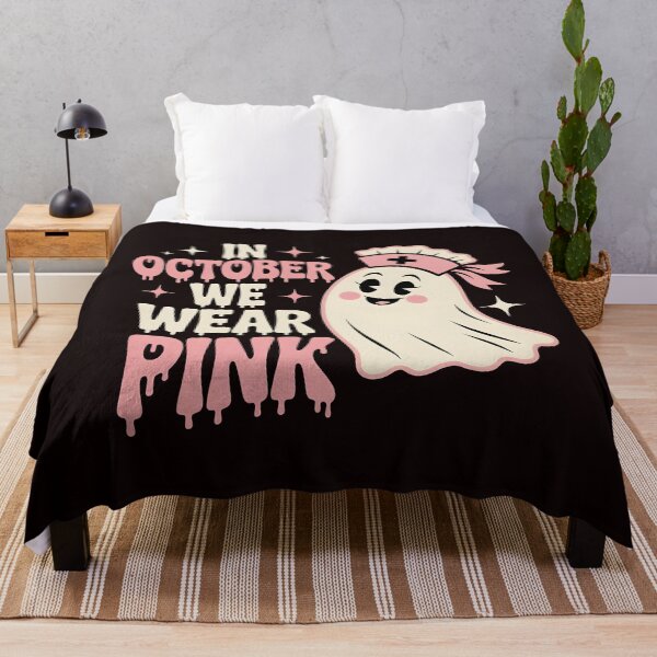 Item preview, In October We Wear Pink Nurse Ghost Halloween 2025 designed and sold by Redgiant87x.