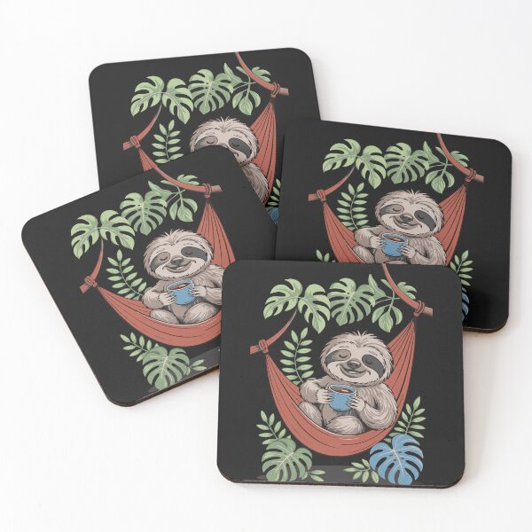 Item preview, Sloth reclining drinking coffee designed and sold by TeezTales.