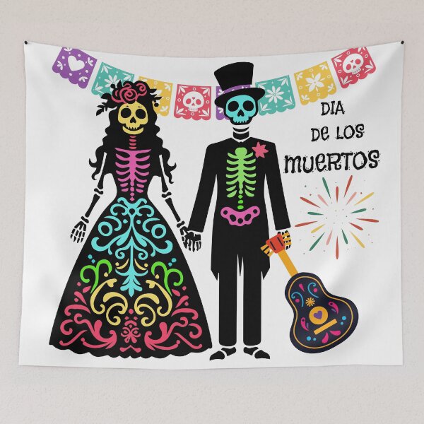 Item preview, Dia De Los Muertos, Day of the Dead, skeletons, festival designed and sold by Carol LeBoeuf, Texas Artist.