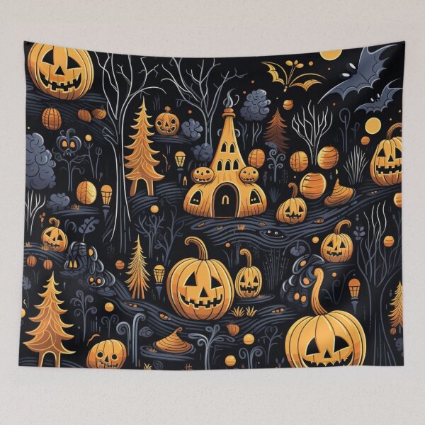 Item preview, Halloween Pumpkin Town at Night designed and sold by Neonmountain.