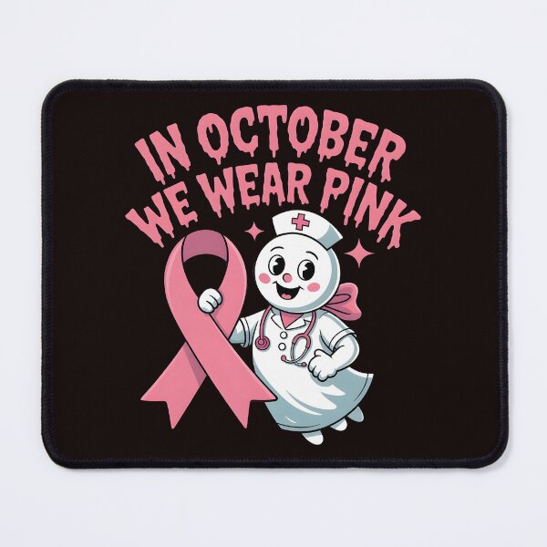Item preview, In October We Wear Pink Nurse Ghost Halloween 2025 designed and sold by Redgiant87x.