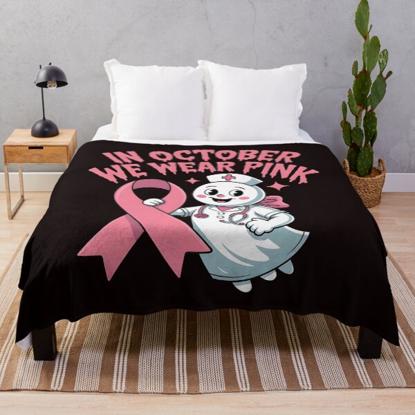Item preview, In October We Wear Pink Nurse Ghost Halloween 2025 designed and sold by Redgiant87x.
