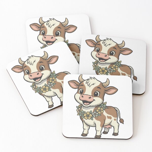 Item preview, Cute Cartoon Cow with Flower Lei – Adorable Farm Animal Illustration designed and sold by Royalsticker.