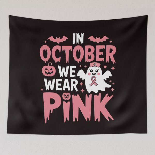 Item preview, In October We Wear Pink Nurse Ghost Halloween 2025 designed and sold by Redgiant87x.