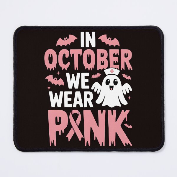 Item preview, In October We Wear Pink Nurse Ghost Halloween 2025 designed and sold by Redgiant87x.