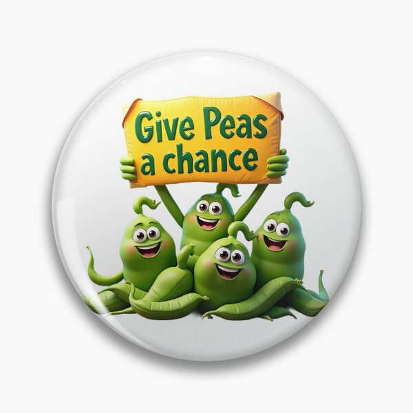 Item preview, Funny Peas Cartoon "Give Peas a Chance" Pun Design. designed and sold by The-T-In-Retro.
