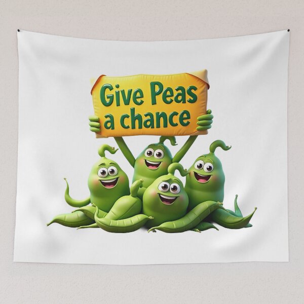 Item preview, Funny Peas Cartoon "Give Peas a Chance" Pun Design. designed and sold by The-T-In-Retro.