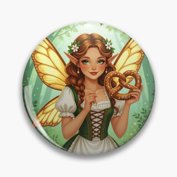 Item preview, Pretzel Fae in the Enchanted Forest – Bavarian Butterfly Fairy designed and sold by EmeraldeaArt.