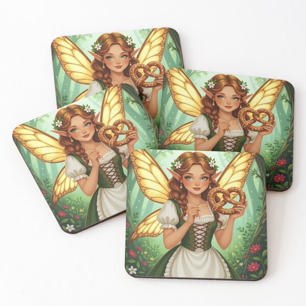 Item preview, Pretzel Fae in the Enchanted Forest – Bavarian Butterfly Fairy designed and sold by EmeraldeaArt.