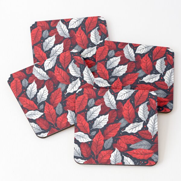 Item preview, Festive Christmas Leaf Print Joyeux Noel Holiday Foliage Red and Silver designed and sold by LeafPrints.