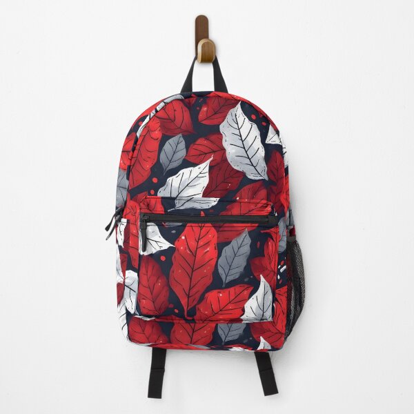 Item preview, Festive Christmas Leaf Print Joyeux Noel Holiday Foliage Red and Silver designed and sold by LeafPrints.