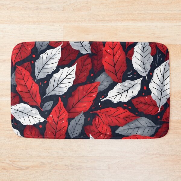Item preview, Festive Christmas Leaf Print Joyeux Noel Holiday Foliage Red and Silver designed and sold by LeafPrints.