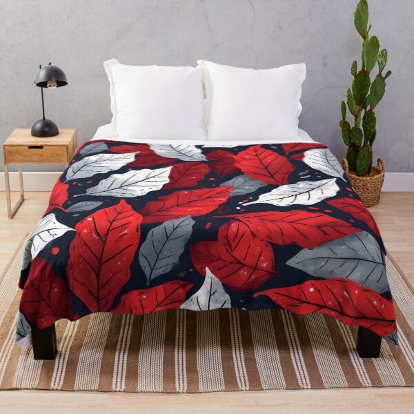 Item preview, Festive Christmas Leaf Print Joyeux Noel Holiday Foliage Red and Silver designed and sold by LeafPrints.