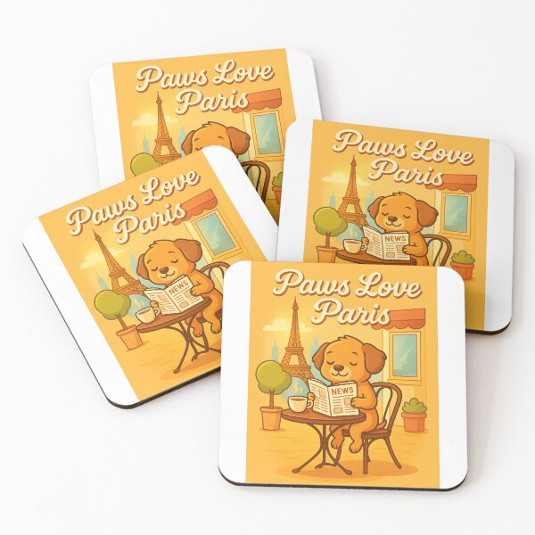 Item preview, Paws Love Paris – Cute Dog Reading Newspaper in Café designed and sold by NatureStyle555.