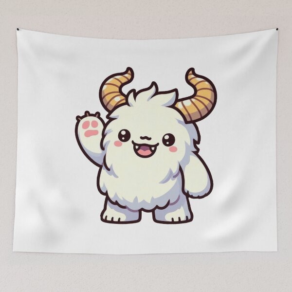 Item preview, Kawaii Yeti – Friendly Snow Monster Waving Hello designed and sold by SketchOnScreen.