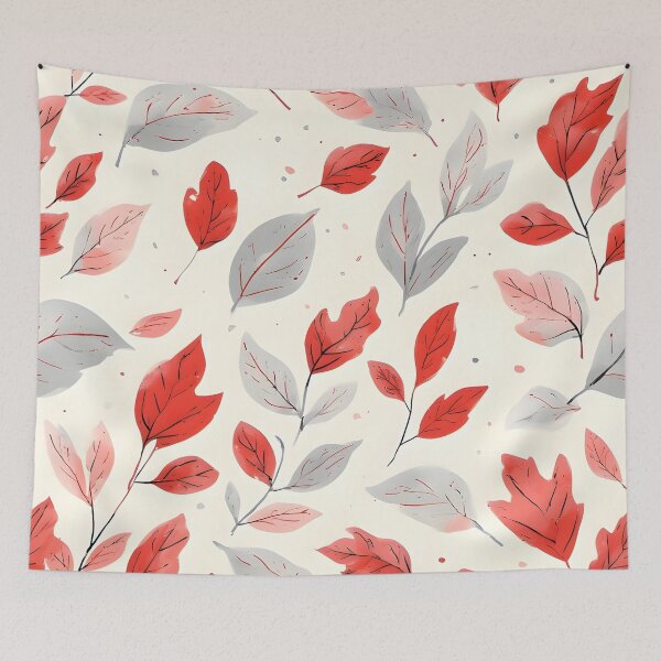 Item preview, Festive Christmas Leaf Print Joyful Holiday Pattern Red and Silver designed and sold by LeafPrints.