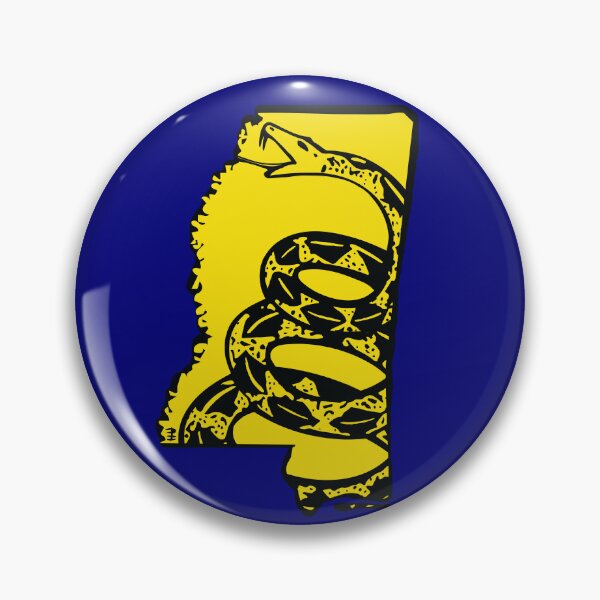 Artikelvorschau, MISSISSIPPIAN - Libertär - Don't Tread On Me Gadsden Snake auf MISSISSIPPI-Karte auf blauem Standardhintergrund, #020279 entworfen und verkauft von pelagio.