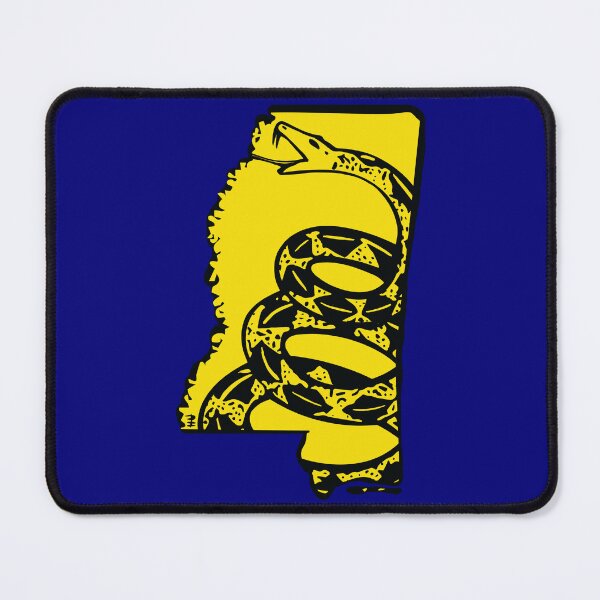 Item preview, MISSISSIPPIAN - Libertarian - Don't Tread On Me Gadsden Snake on MISSISSIPPI Map on Blue default background, #020279 designed and sold by pelagio.