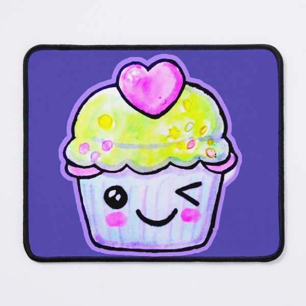 Item preview, Flirty eye winking kawaii cupcake watercolor food illustration designed and sold by happiartworks .