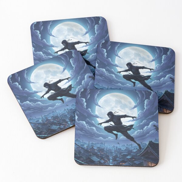 Item preview, Ninja leaping across rooftops under Moonlight. designed and sold by alllyxispace.