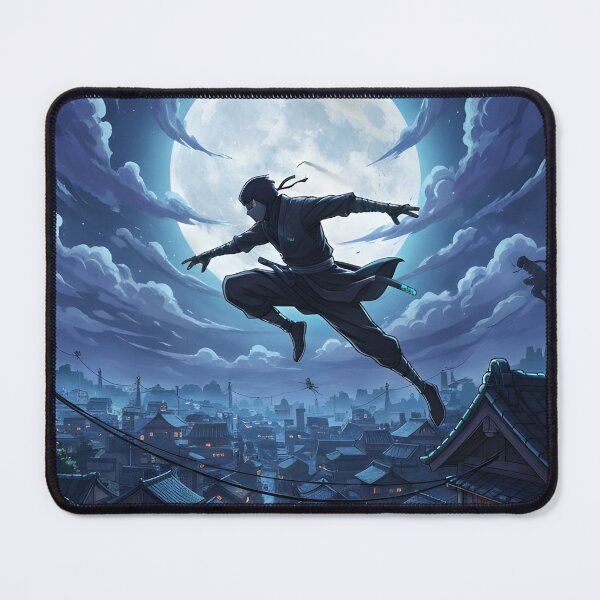 Item preview, Ninja leaping across rooftops under Moonlight. designed and sold by alllyxispace.