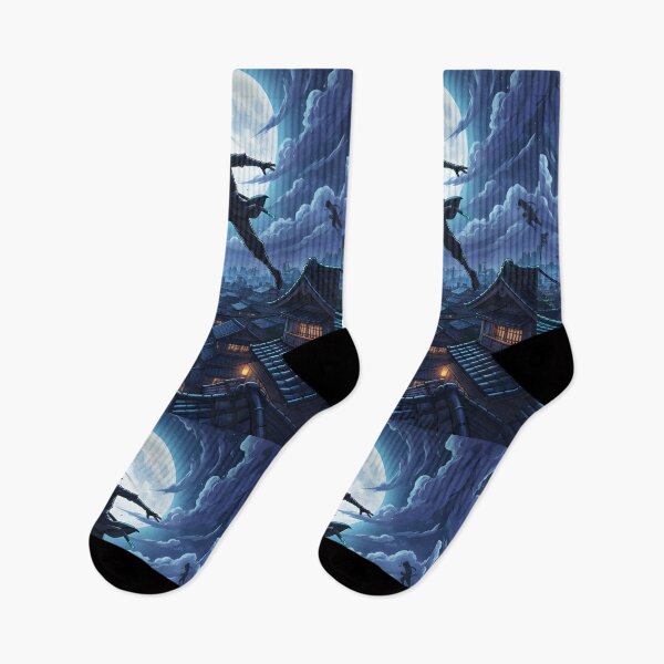 Item preview, Ninja leaping across rooftops under Moonlight. designed and sold by alllyxispace.