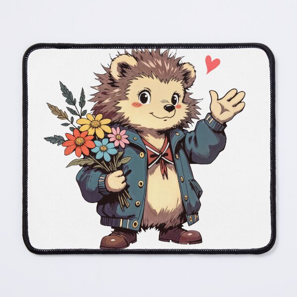 Item preview, Hedgehog with Flowers in Blue Jacket designed and sold by Ardezart.