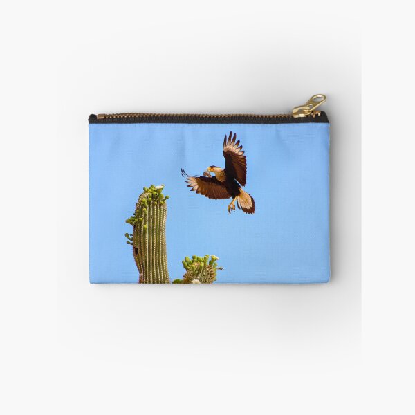 Item preview, Crested Caracara Bird In Flight And Saguaro Cactus designed and sold by simonjayphotos.