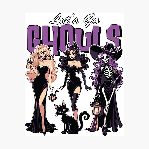 Item preview, Let’s Go Ghouls – Glamorous Halloween Witch Trio Design designed and sold by TakeOnline247.