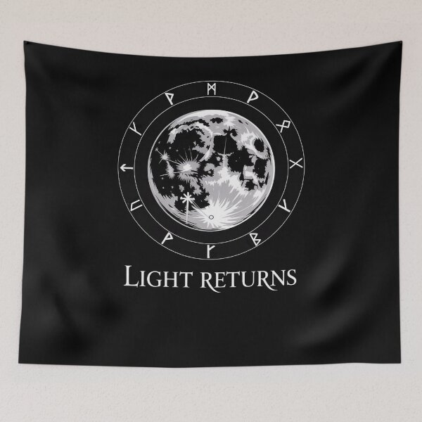 Item preview, Light Returns – Mystic Moon with Runes | Minimal Witchcore Design designed and sold by WikaKowalczyk.