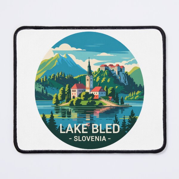 Item preview, Lake Bled Slovenia – Vintage Travel Poster with Mountains and Castle designed and sold by pod24.