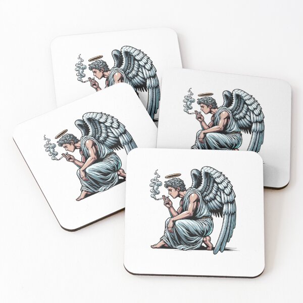 Item preview, Smoking Angel Fallen God | Edgy Gothic Art with Wings and Halo designed and sold by Colorful-Garden.