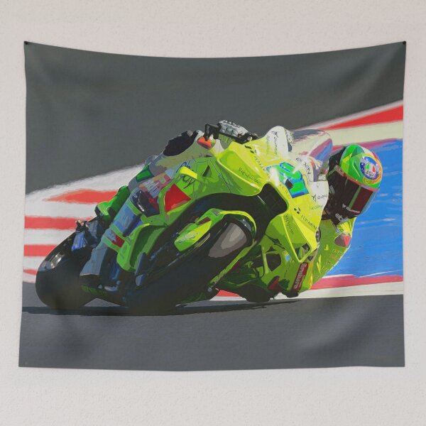Item preview, Franco Morbidelli racing in the corners on his 2025 MotoGP motorcycle watercolor designed and sold by Rodissimus1984.
