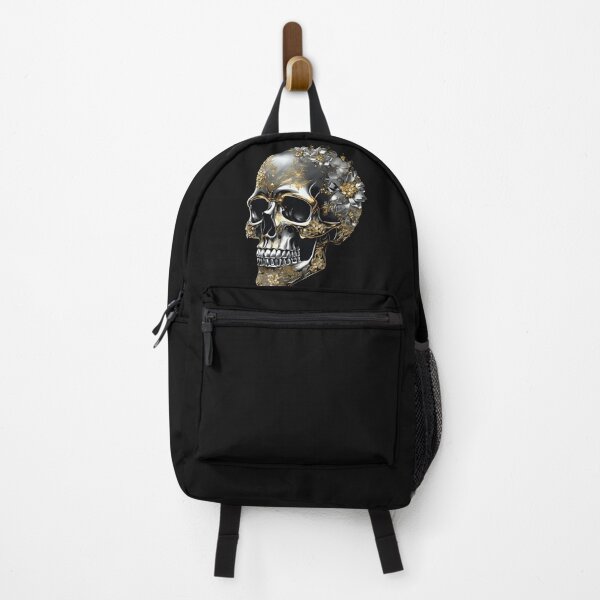 Item preview, Black Skull Adorned with Flowers and Golden Highlights designed and sold by SweetRossel.