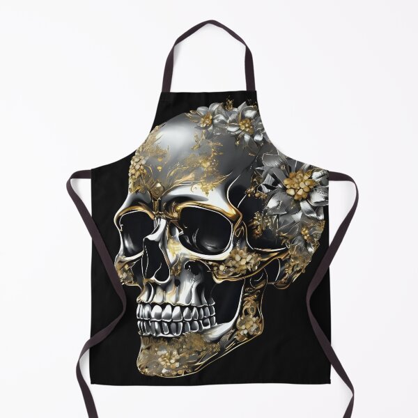 Item preview, Black Skull Adorned with Flowers and Golden Highlights designed and sold by SweetRossel.