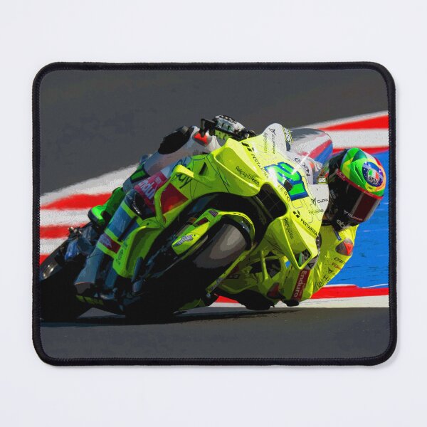Item preview, Franco Morbidelli racing in the corners on his 2025 MotoGP motorcycle abstract designed and sold by Rodissimus1984.