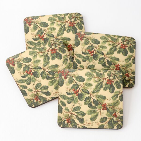 Item preview, Vintage Christmas Mistletoe Joyful Holiday Leaves Italian Kitchen designed and sold by LeafPrints.